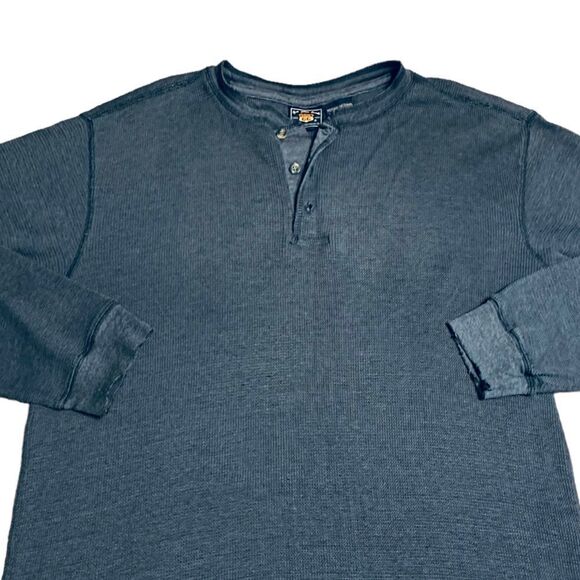 Route 66 Distressed Blue Henley - Picture 1 of 9